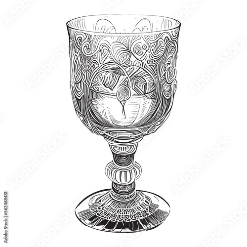 Glass crystal goblet hand drawn sketch Vector illustration