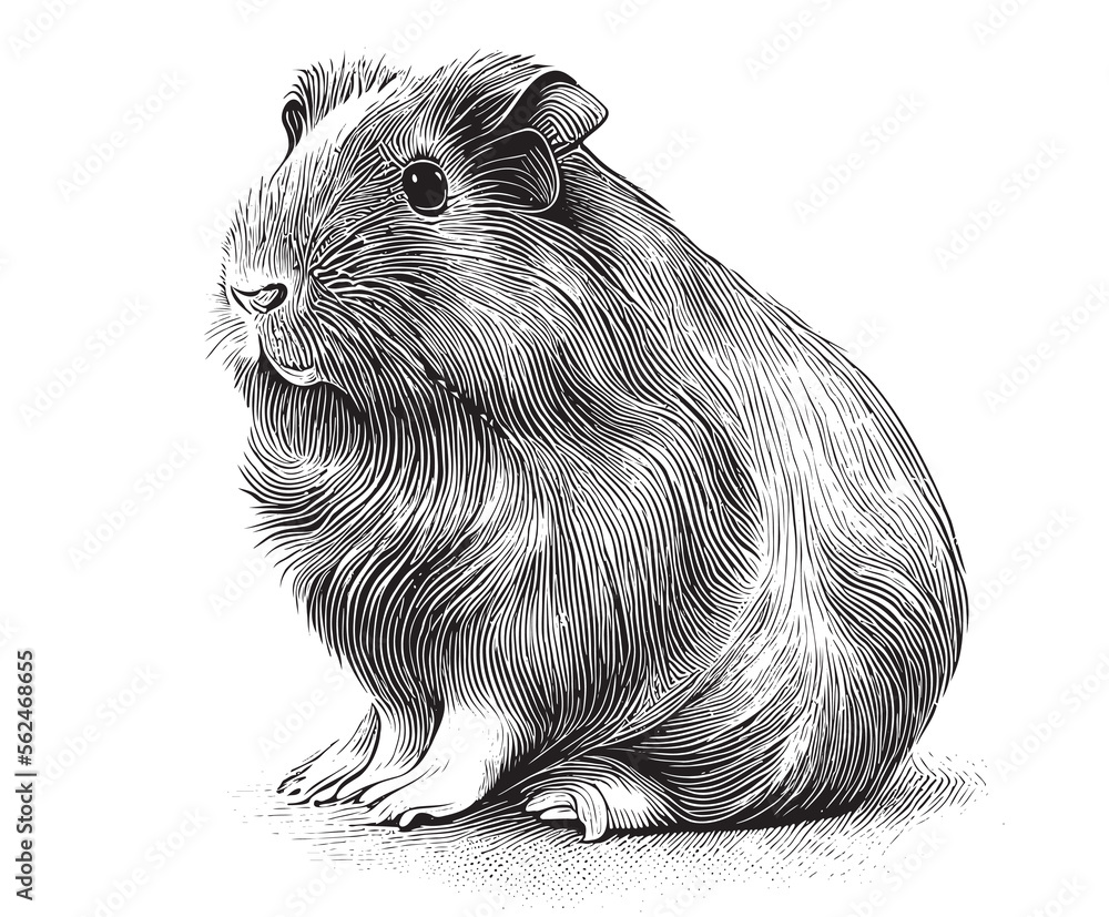 guinea-pig-animal-hand-drawn-sketch-vector-illustration-stock-vector
