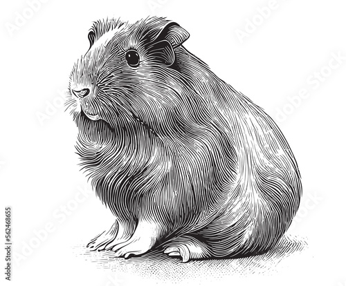Guinea pig animal hand drawn sketch Vector illustration