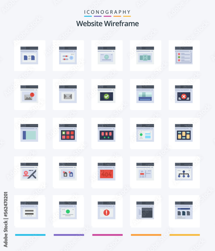 Creative Website Wireframe 25 Flat icon pack  Such As internet. control. web. code. time