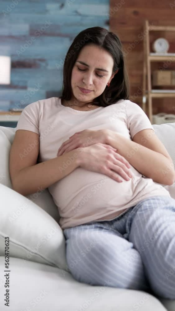 Young Pregnant Woman Suffering From Stomach Ache Young Pregnant Woman Suffering From Stomach Ache