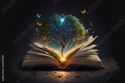 Open book of magic. Generative Ai. 