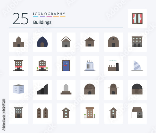 Buildings 25 Flat Color icon pack including mosque. historical building. museum. building. house