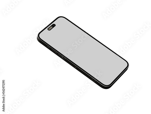 3d smartphone with blank screen isolated