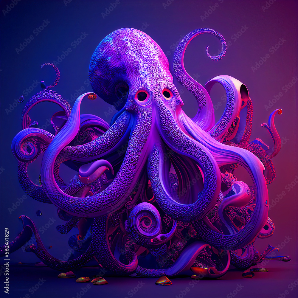 Fantasy Octopus Generative AI Illustration Fantasy Octopus Generative AI Illustration
