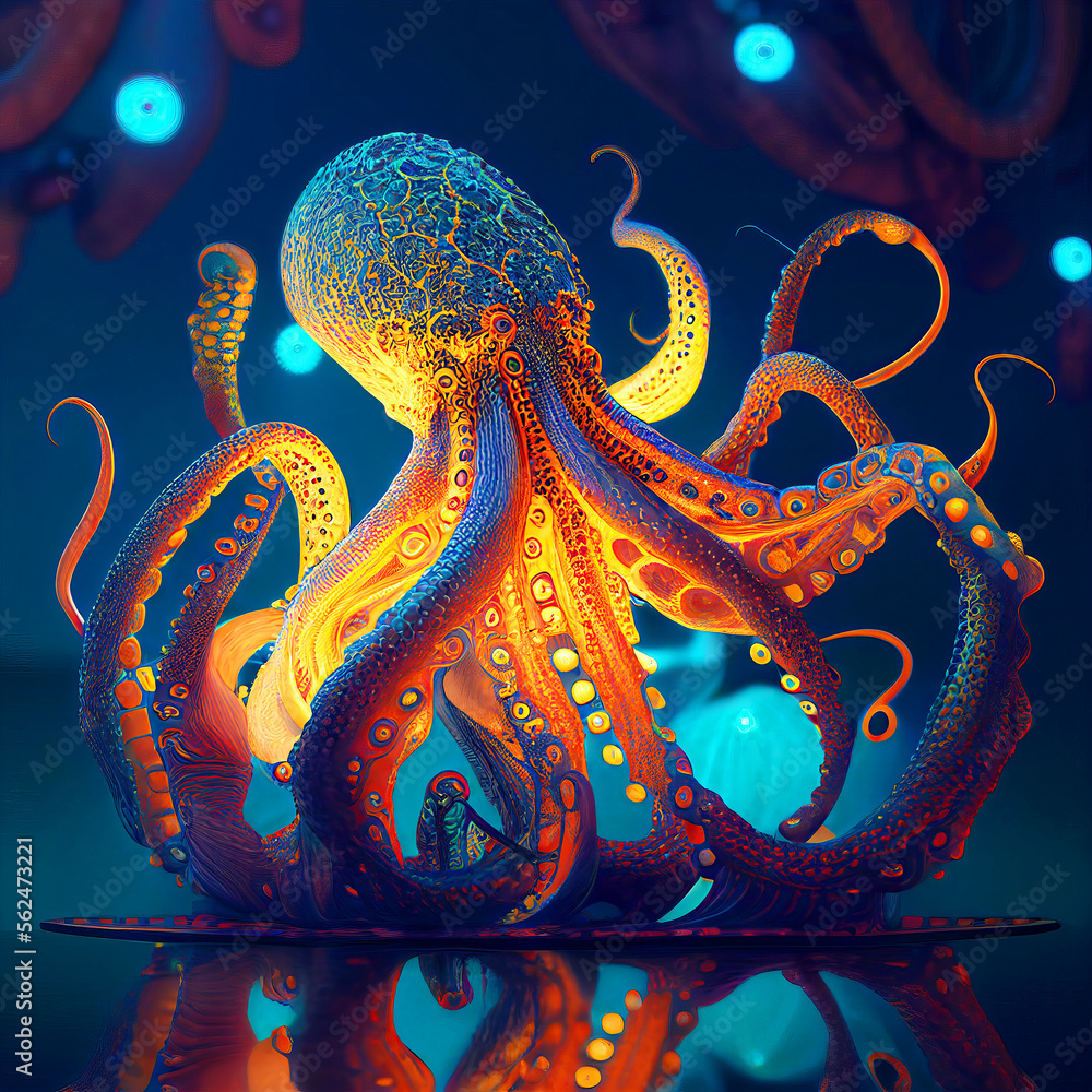 Fantasy Octopus Generative AI Illustration Fantasy Octopus Generative AI Illustration