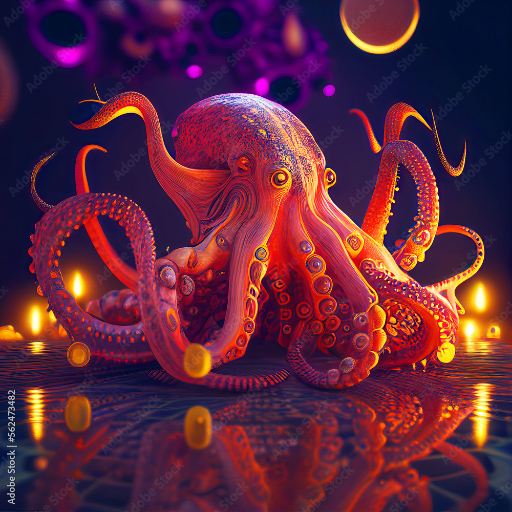 Fantasy Octopus Generative AI Illustration Fantasy Octopus Generative AI Illustration