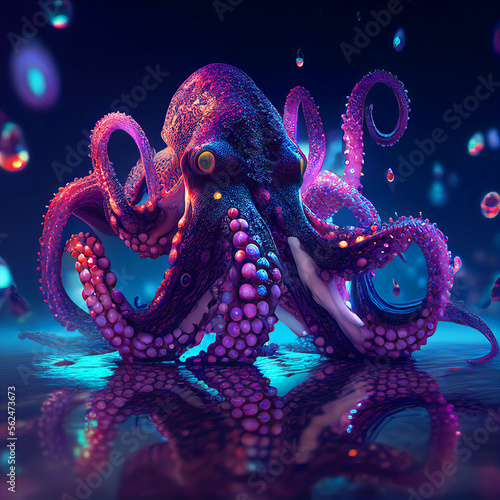 Fantasy Octopus Generative AI Illustration