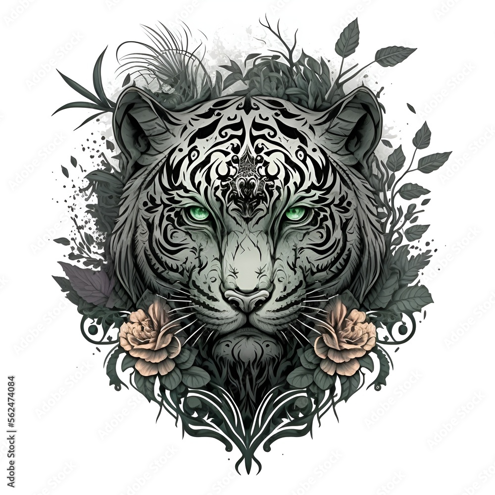 Fototapeta premium illustration of a colorful and cute jaguar, generative AI