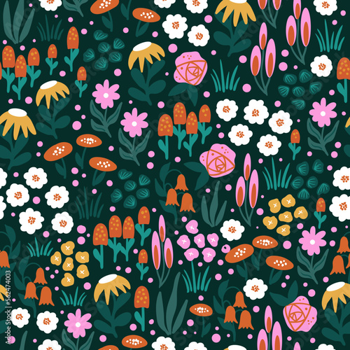 Ditsy Seamless Floral Vector Pattern (ID: 562474003)