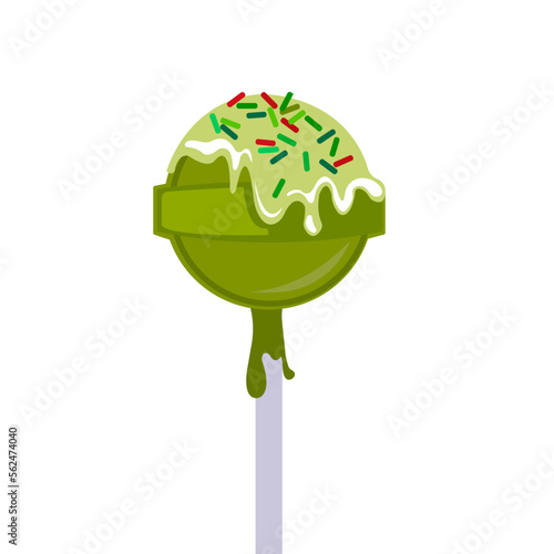 Vector illustration bright glossy lolipop on stick. Isoleted on white background. Editable vector and good for advertising.