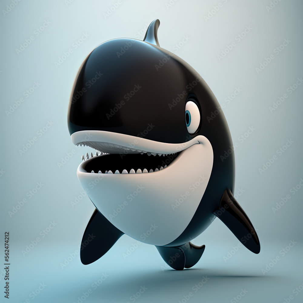 Cute Cartoon Killer Whale Character (Generative AI) Stock Illustration ...