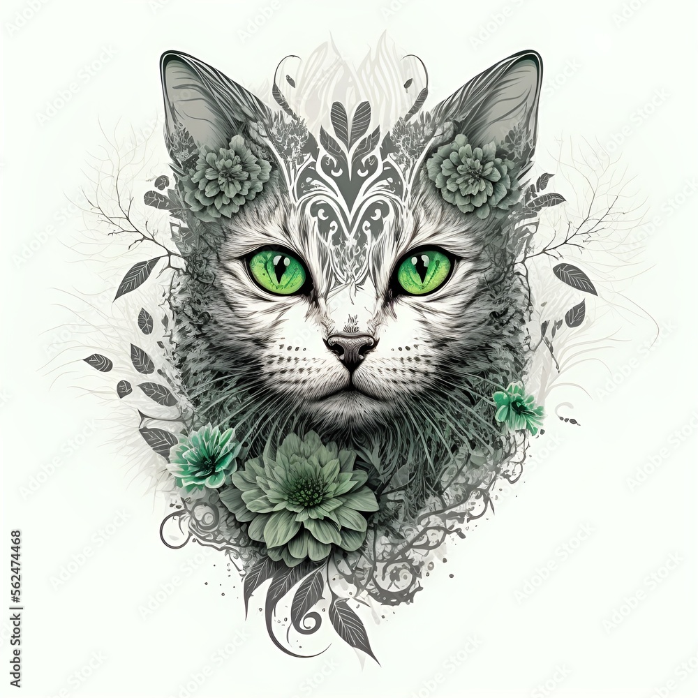 illustration of a cat, with a white background