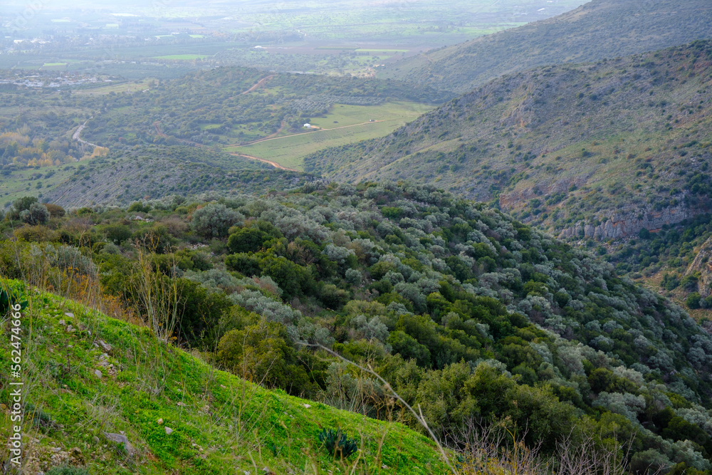 Naklejka premium Israel, Golan Heights, Nimrod Fortress, Banias Falls, Mount Hermon