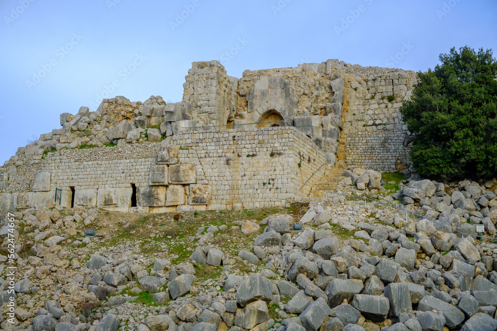 Israel, Golan Heights, Nimrod Fortress, Banias Falls, Mount Hermon