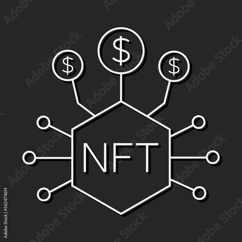 NFT,Non-fungible token with frame art icon vector graphic