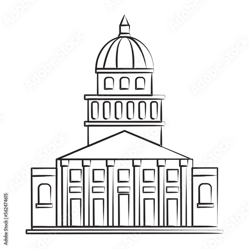 Isolated sketch of French pantheon landmark Vector