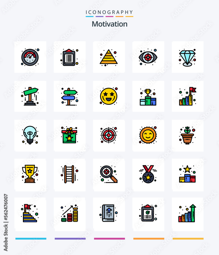 Creative Motivation 25 Line FIlled icon pack  Such As map. value able. pyramid. quality. target