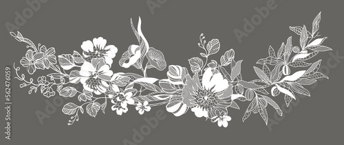 flowers and foliage. Vector illustration, bouquet.