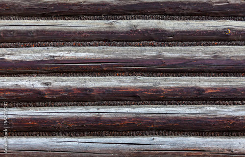 Obraz na płótnie The texture of the wall of traditional wooden house w salonie