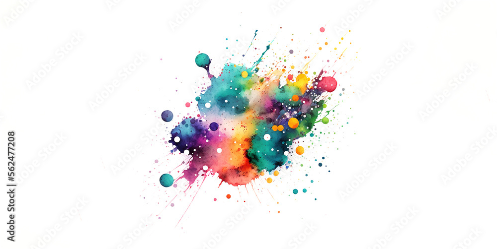 Watercolor blot with splashes and drops isolated on white background. Watercolor dots splashes. Generated. Ai Technology Watercolor blot with splashes and drops isolated on white background. Watercolor dots splashes. Generated. Ai Technology