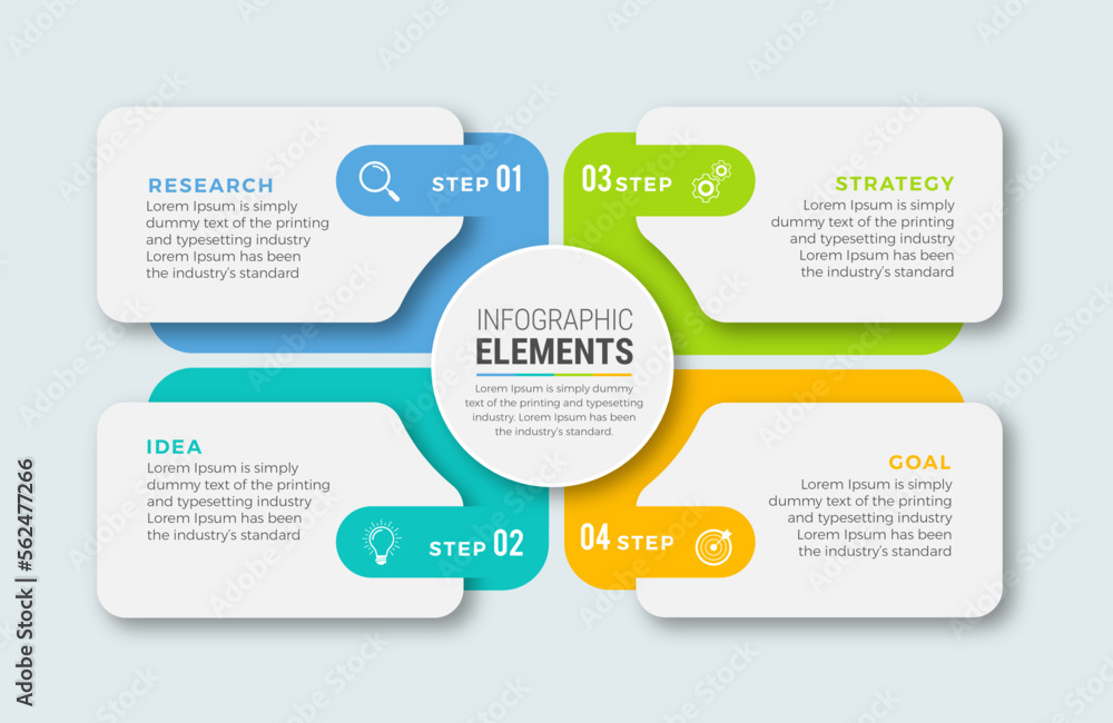 Business infographic template design icons 4 options or steps - obrazy, fototapety, plakaty 