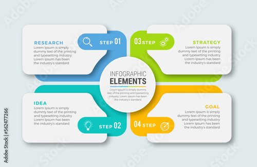 Business infographic template design icons 4 options or steps