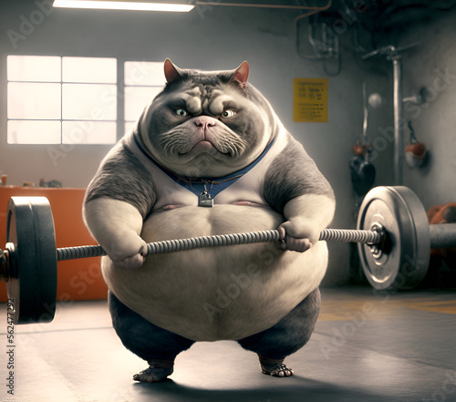 Overweight Cat Fighting to Lose Obesity at the Gym