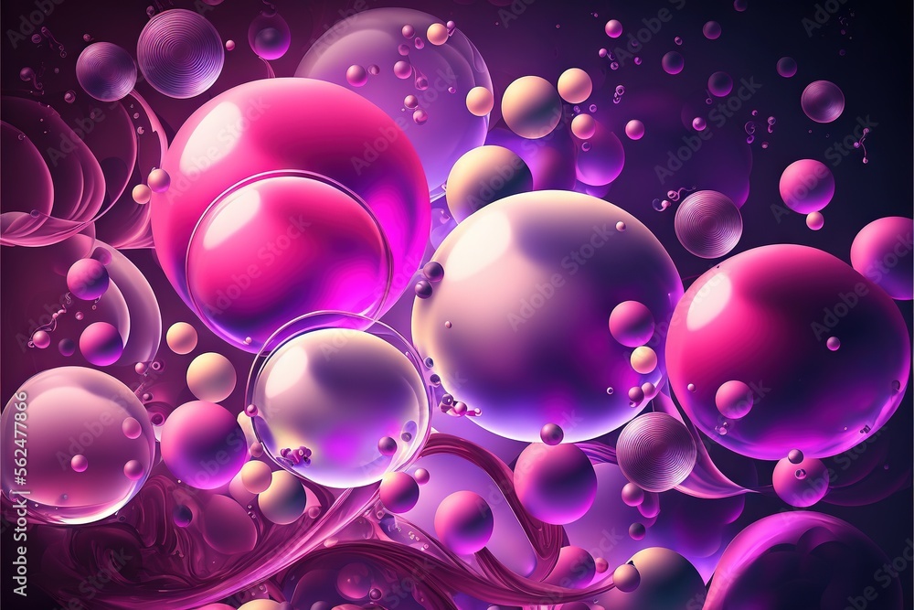 a bunch of bubbles floating in the air with a purple background and a ...