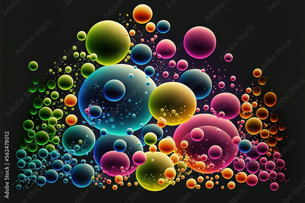 a bunch of bubbles floating in the air on a black background with a ...