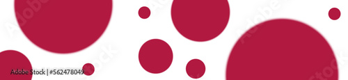Banner many round confetti in magenta colors on white backdrop.