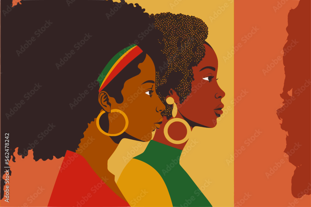 Black history month or woman’s day celebration vector banner. African …