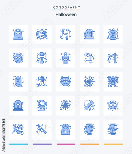 Creative Halloween 25 Blue icon pack Such As scary. halloween. bloody knife. face. rip