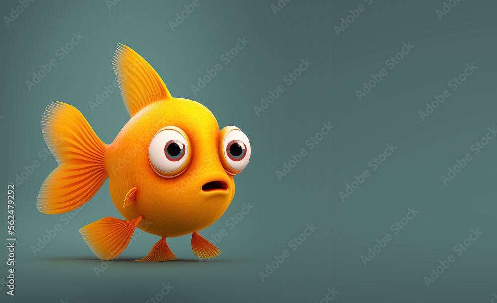 Cute Cartoon Goldfish Banner with Space for Copy (Generative AI) Cute Cartoon Goldfish Banner with Space for Copy (Generative AI)