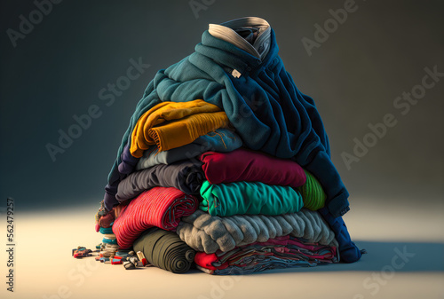 Heap of clothes with studio lightning - Generative AI