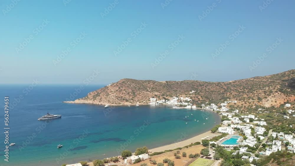 The seaside village and the beach of Vathi of Sifnos island, Greece The seaside village and the beach of Vathi of Sifnos island, Greece