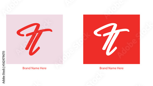 Initial FT Brush Logo, Signature ft letter Logo template vector stock photo