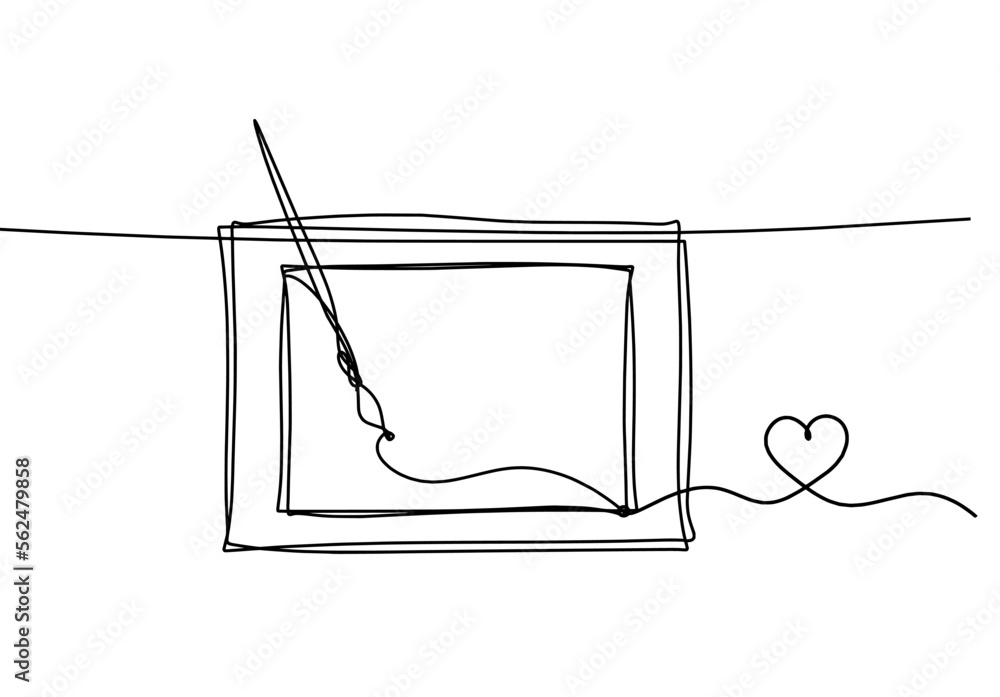Abstract tassel and picture with heart as line drawing on white background. Vector Abstract tassel and picture with heart as line drawing on white background. Vector