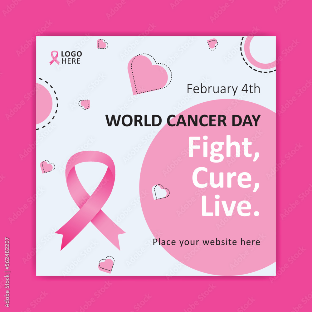 World cancer day 4 February social media post vector template World cancer day 4 February social media post vector template