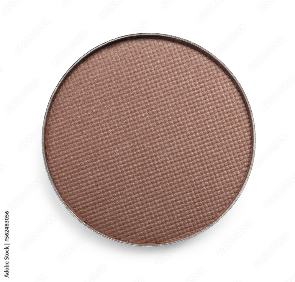 Fototapeta premium Brown eye shadow on white background, top view. Decorative cosmetics