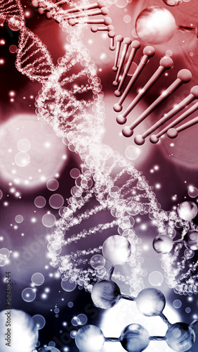  image of stylized dna chains on a blurred background. 3D-image photo