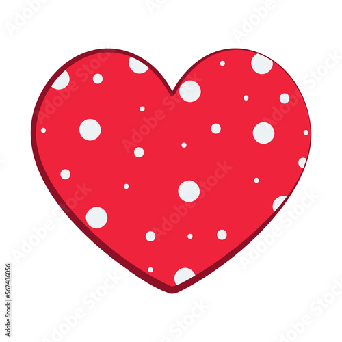 red cartoon heart with dots decor