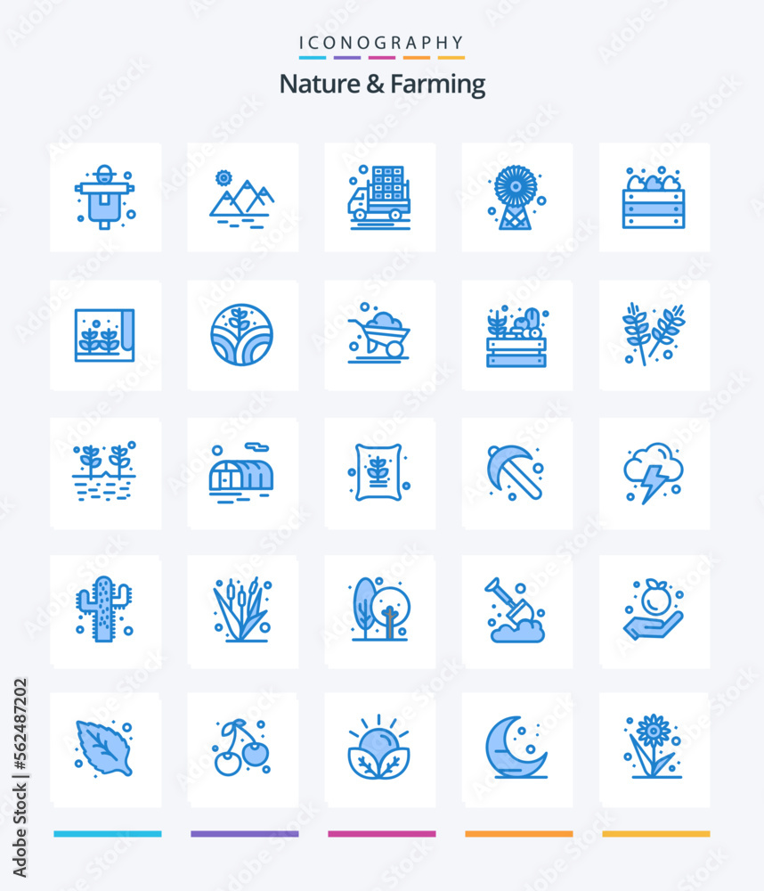 Creative Nature And Farming 25 Blue icon pack  Such As apples. technology. agriculture. energy. buildings