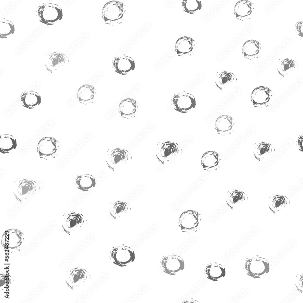Rings, circles, grunge texture on a white background. Vector seamless pattern. The abstract image is hand-drawn.