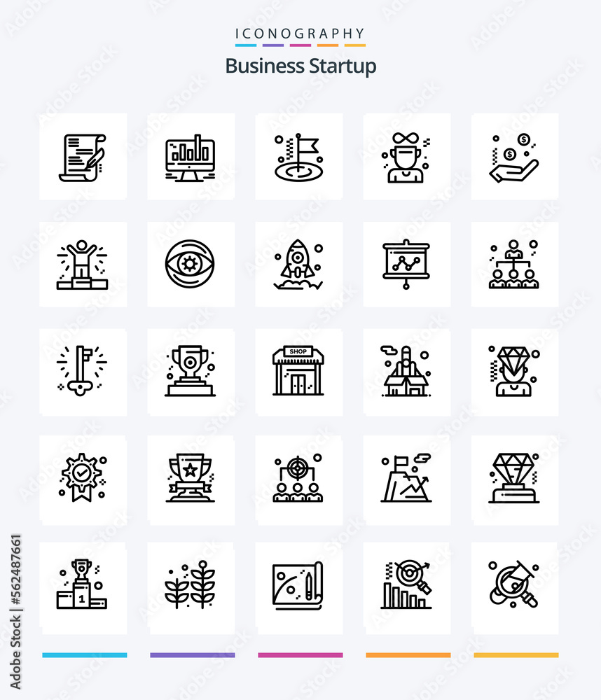 Creative Business Startup 25 OutLine icon pack  Such As winner . award . graph . . flag