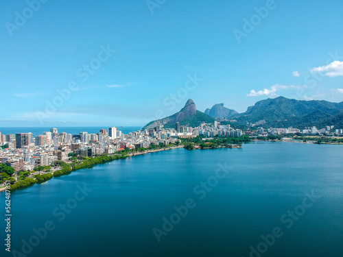 High-angle view of Lagoa Rodrigo de Freitas in Rio de Janeiro photo