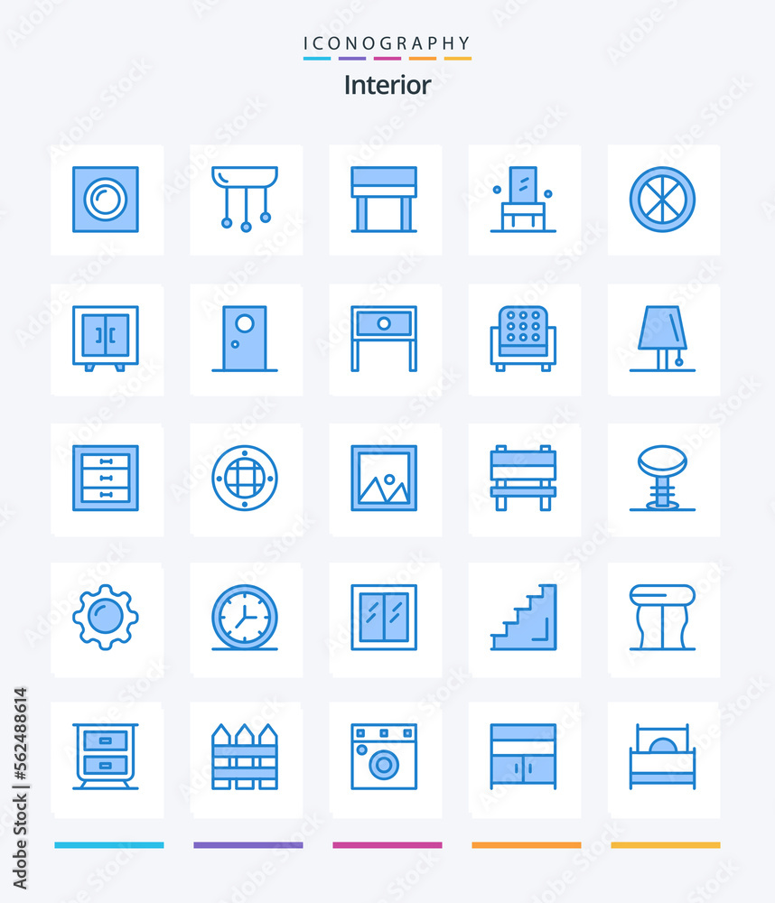Creative Interior 25 Blue icon pack  Such As door. seat. light. interior. chair