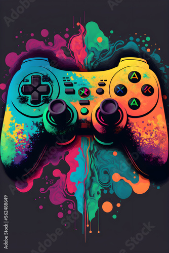 Psychedelic and Synthwave game controller