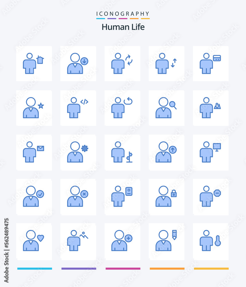 Creative Human 25 Blue icon pack  Such As move. elevator. avatar. body. update