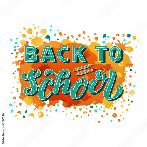 Hand drawn vector illustration with color lettering on textured background Back To School for poster  announce  educational service  celebration  advertising  info message  website  banner  template
